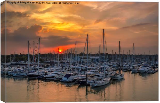 Berthon Marina Sunset Canvas Print by Wight Landscapes