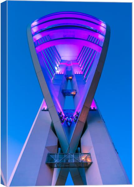 Spinnaker Tower In Blue Canvas Print by Wight Landscapes