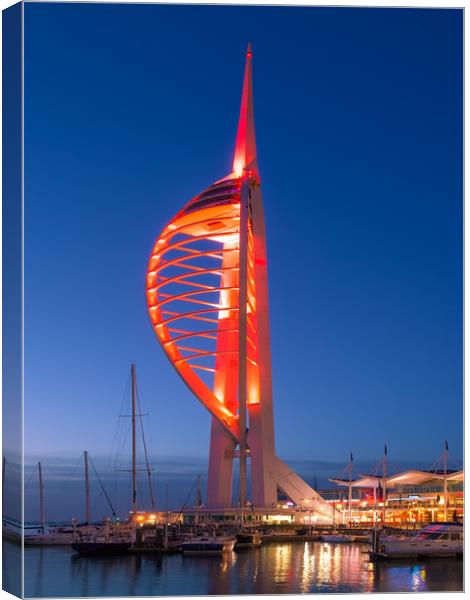 Spinnaker Tower Dressed In Chilli Red Canvas Print by Wight Landscapes