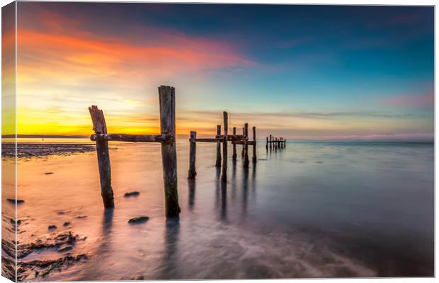 Binstead Jetty Sunset Isle Of Wight Canvas Print by Wight Landscapes