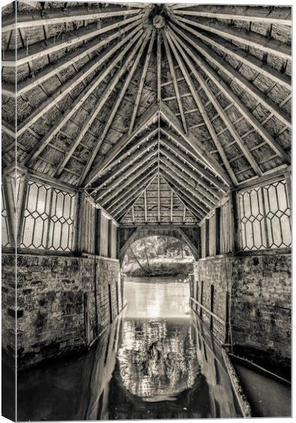 The Boathouse BW Canvas Print by Wight Landscapes