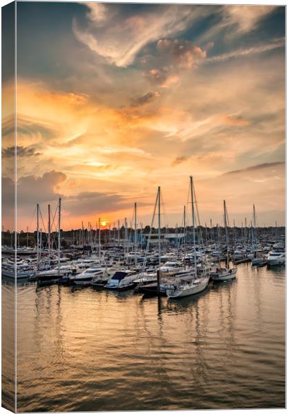 Berthon Marina sunset Canvas Print by Wight Landscapes