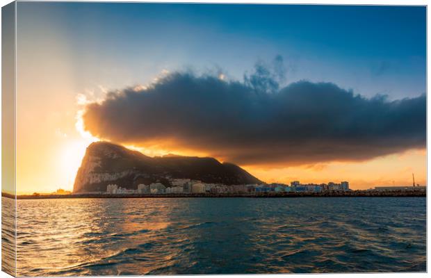 Rock Of Gibraltar Dawn Canvas Print by Wight Landscapes