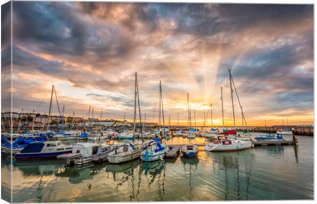 Ryde Harbour Sunbeam Sunset Canvas Print by Wight Landscapes