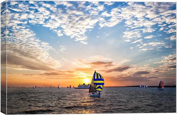 Spinnaker Sunset Canvas Print by Wight Landscapes
