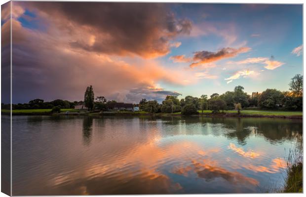 Lakeside Sunset Canvas Print by Wight Landscapes