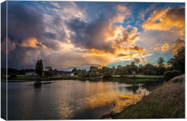 Lakeside Hotel Sunset Canvas Print by Wight Landscapes