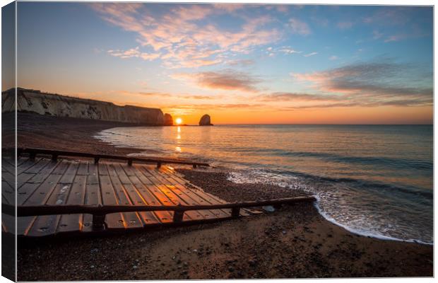 Sunrise At The Lifeboat Slipway Canvas Print by Wight Landscapes