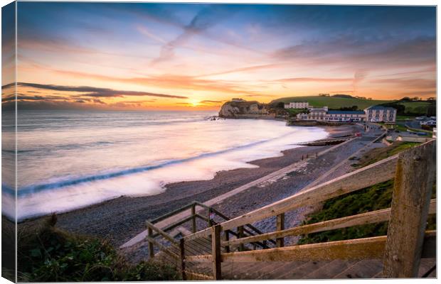Coastal Path Freshwater Bay Canvas Print by Wight Landscapes