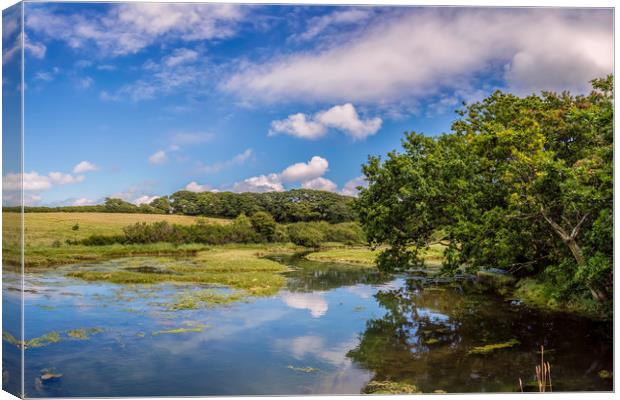 Causeway Lake Newtown Isle Of Wight Canvas Print by Wight Landscapes