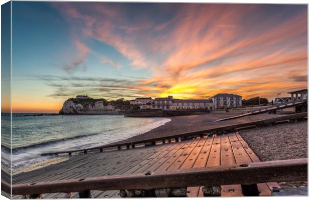  Freshwater Bay Sunset Canvas Print by Wight Landscapes