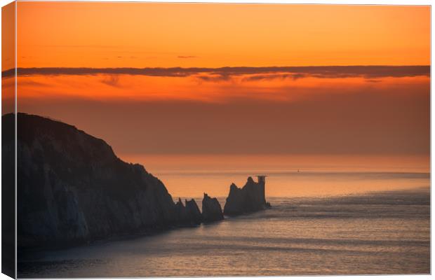 The Needles Sunset. Isle Of Wight Canvas Print by Wight Landscapes