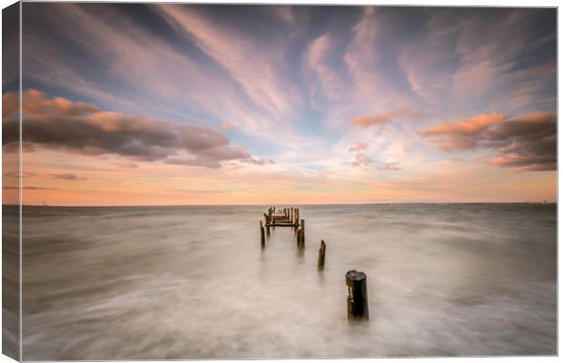 Binstead Jetty Sunset Isle Of Wight Canvas Print by Wight Landscapes