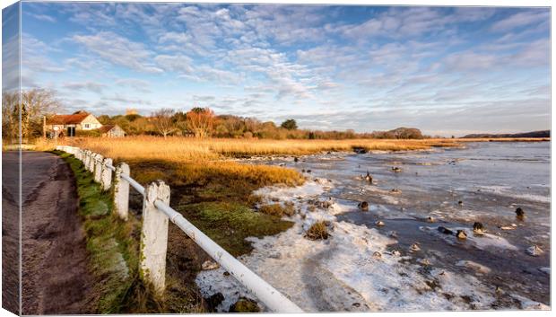 Frozen River Yar Freshwater Isle Of Wight Canvas Print by Wight Landscapes
