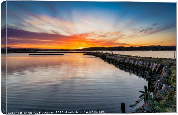Newtown Quay Sunset Isle Of Wight Canvas Print by Wight Landscapes