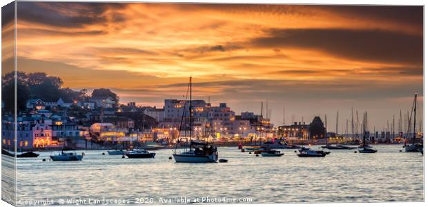 Cowes Week Sunset Panorama Canvas Print by Wight Landscapes