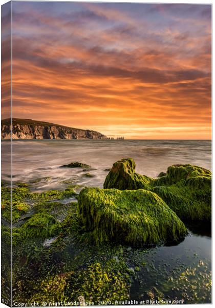 Alum Bay Rocks and The Needles Sunset Canvas Print by Wight Landscapes