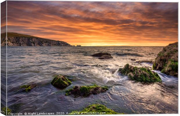 Alum Bay and The Needles Sunset Canvas Print by Wight Landscapes