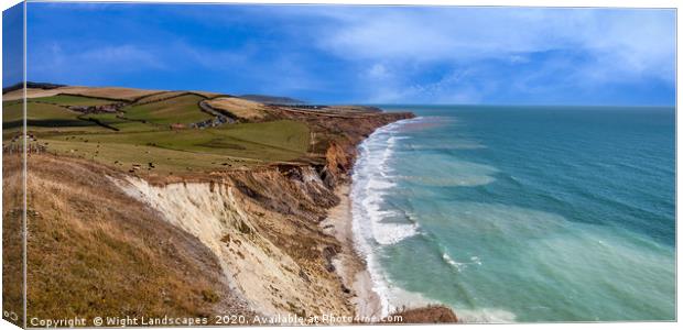 Compton Bay Panorama isle of Wight Canvas Print by Wight Landscapes
