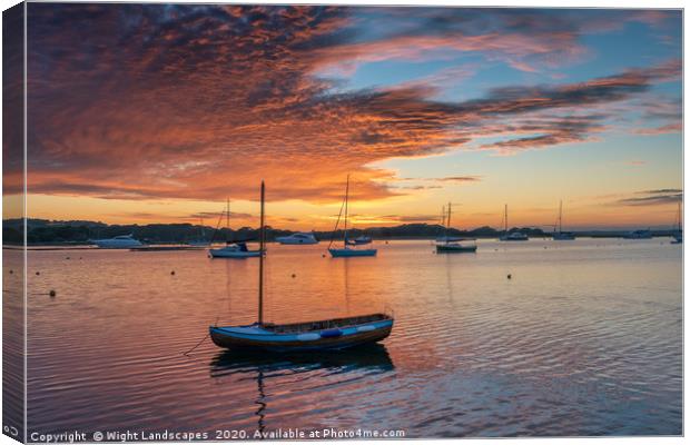 Newtown Boats Sunset Canvas Print by Wight Landscapes