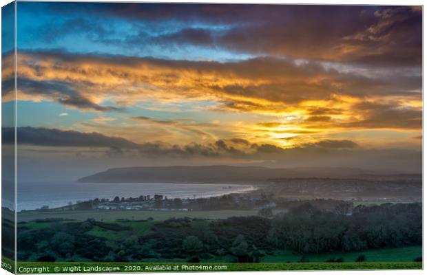 Sandown Sunset Isle Of Wight Canvas Print by Wight Landscapes