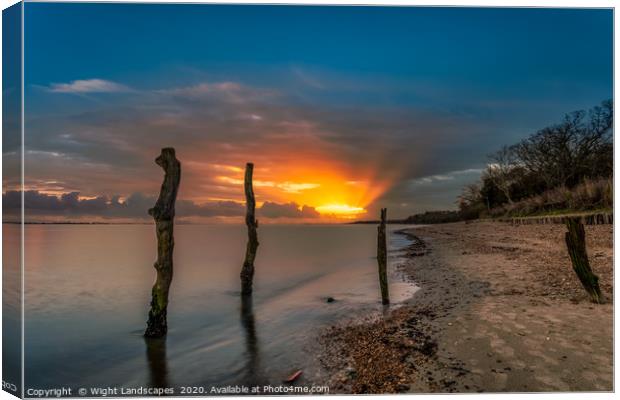 Woodside Bay Sunrise Isle Of Wight Canvas Print by Wight Landscapes