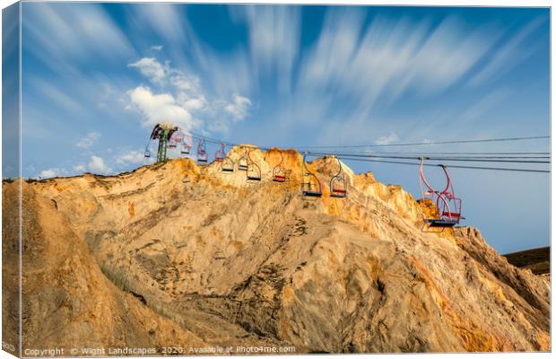 The Needles Chairlift Canvas Print by Wight Landscapes