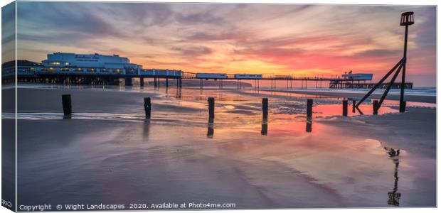 Sandown Pier Sunrise Panorama Canvas Print by Wight Landscapes