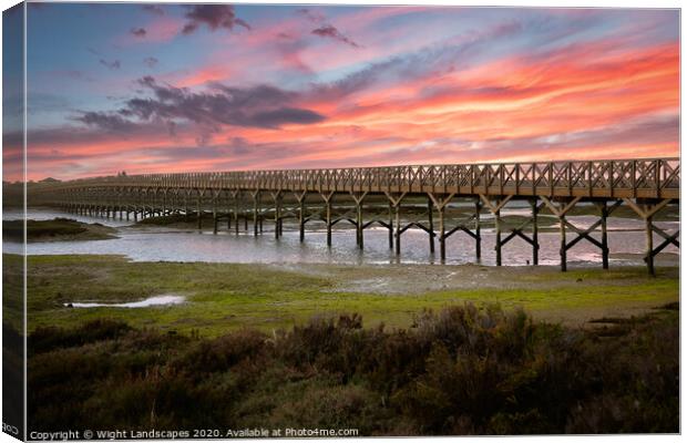 Quinta do Lago The Wooden Bridge Sunset Canvas Print by Wight Landscapes