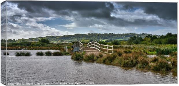 Brading Marshes Humped Bridge  Isle Of Wight Canvas Print by Wight Landscapes