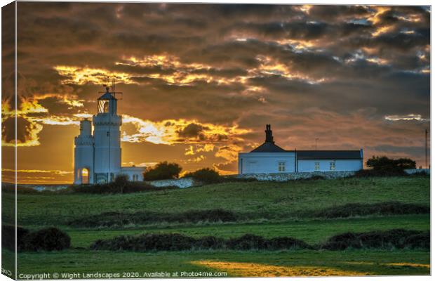 St Catherines Sunset Canvas Print by Wight Landscapes