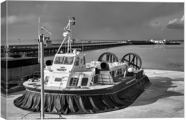 Island Express Hovercraft BW Canvas Print by Wight Landscapes