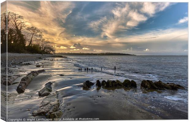 Bembridge Beach Sunset Canvas Print by Wight Landscapes