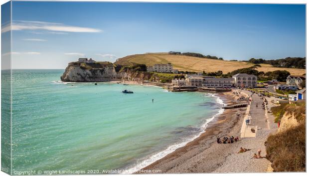Summer At Freshwater Bay Canvas Print by Wight Landscapes