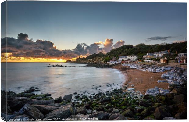 Steephill Cove Sunset Canvas Print by Wight Landscapes