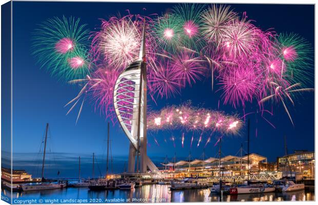Gunwharf Quays Fireworks Canvas Print by Wight Landscapes