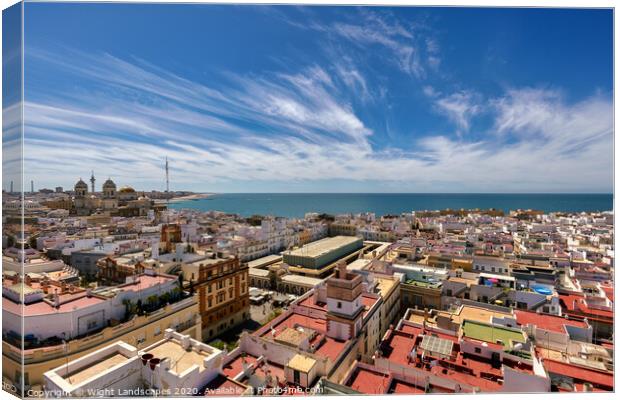 The Rooftops Of Cadiz Canvas Print by Wight Landscapes