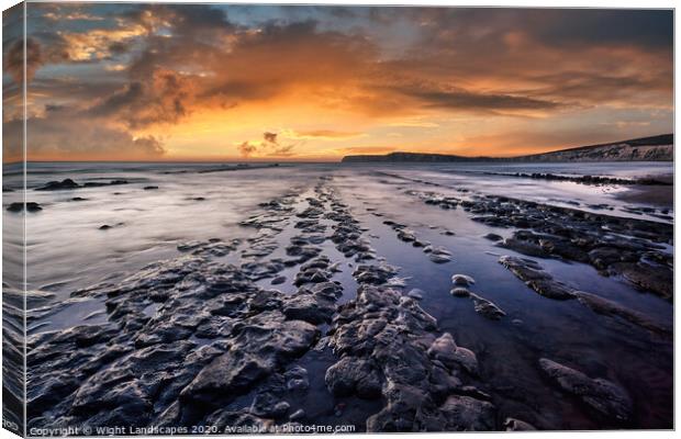 Compton Bay Sunset Isle Of Wight Canvas Print by Wight Landscapes