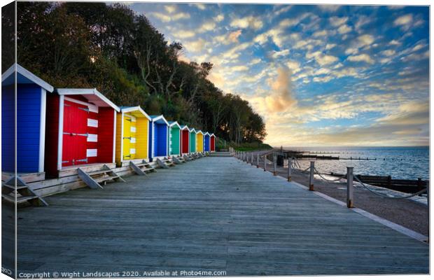 Colwell Bay Beach Huts Canvas Print by Wight Landscapes