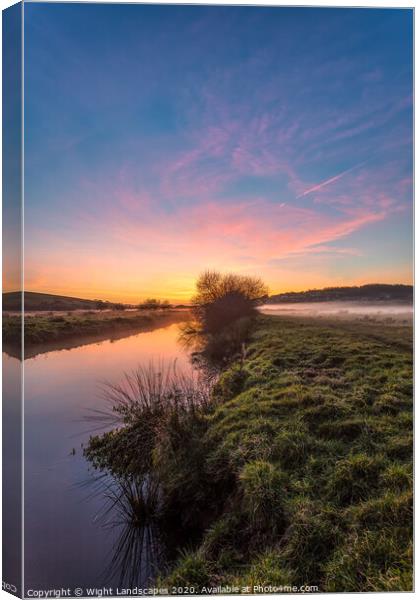 Brading Marsh Sunset Canvas Print by Wight Landscapes