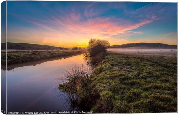 Brading Marsh At Sunset Canvas Print by Wight Landscapes