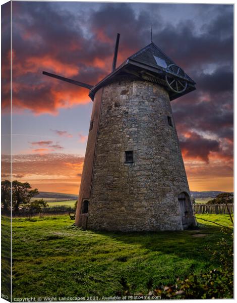 Bembridge Windmill Sunset Isle Of Wight Canvas Print by Wight Landscapes