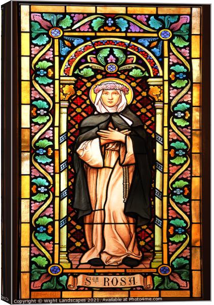 Our Lady Of Sorrows Stain glass Canvas Print by Wight Landscapes