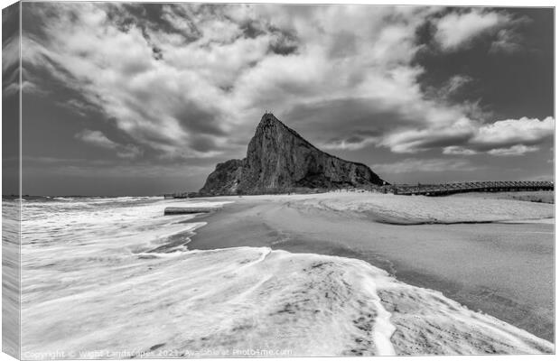 Lavante Cloud Over Gibraltar BW Canvas Print by Wight Landscapes