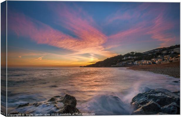 Ventnor Beach Sunset Isle Of Wight Canvas Print by Wight Landscapes