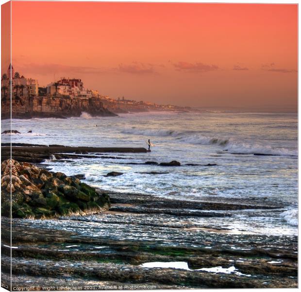 Estoril Portugal The Lone Surfer Canvas Print by Wight Landscapes