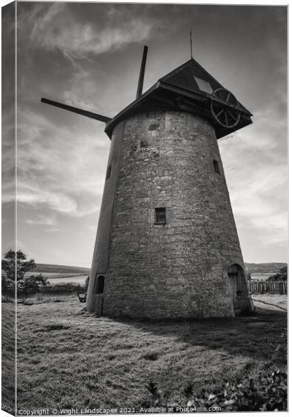 Bembridge Windmill Isle Of Wight BW Canvas Print by Wight Landscapes