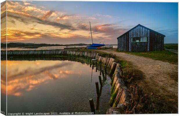 Newtown Boathouse Isle Of Wight Canvas Print by Wight Landscapes