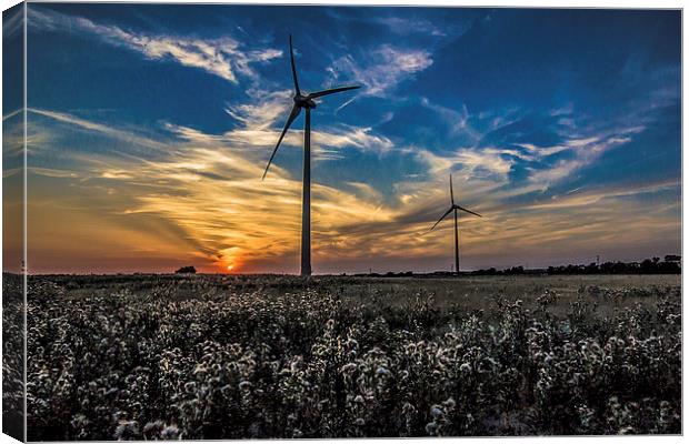 twin wind turbines Canvas Print by jim wardle-young