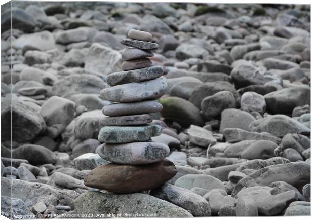 Stone anf pebble stack Canvas Print by HELEN PARKER